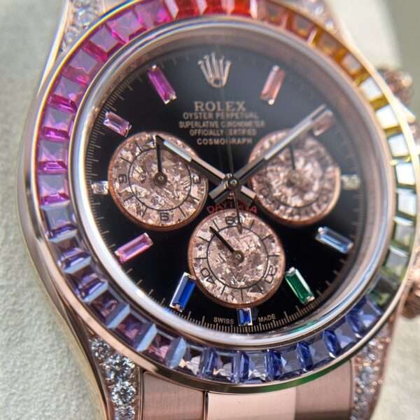 Rolex Cosmograph Daytona 116595 Rainbow Men’s Watch with Stones Steel Bracelet BT Factory 40mm - Image 7