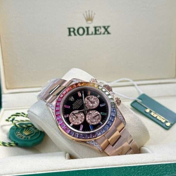 Rolex Cosmograph Daytona 116595 Rainbow Men’s Watch with Stones Steel Bracelet BT Factory 40mm - Image 8