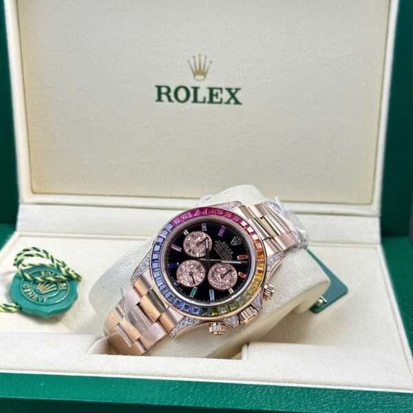 Rolex Cosmograph Daytona 116595 Rainbow Men’s Watch with Stones Steel Bracelet BT Factory 40mm - Image 2