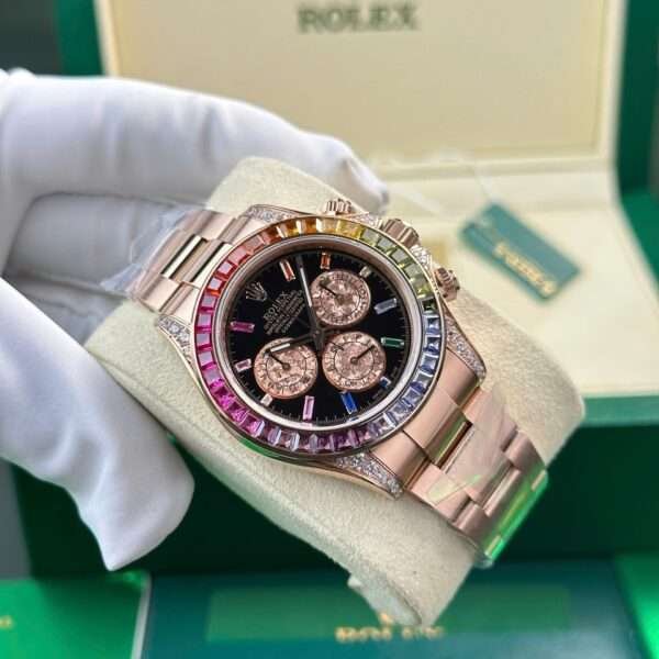 Rolex Cosmograph Daytona 116595 Rainbow Men’s Watch with Stones Steel Bracelet BT Factory 40mm - Image 6