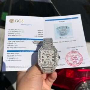 Cartier Santos Replica Watch Full Diamond Moissanite Hong Kong 39.8mm